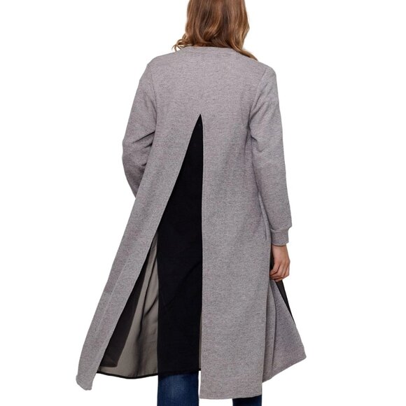 Women's Longline Chiffon Contrast Cardigan - Picture 2 of 6